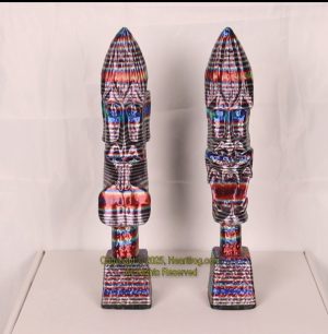 African/Kenyan Replica 1972 Statues (pair). Rainbow