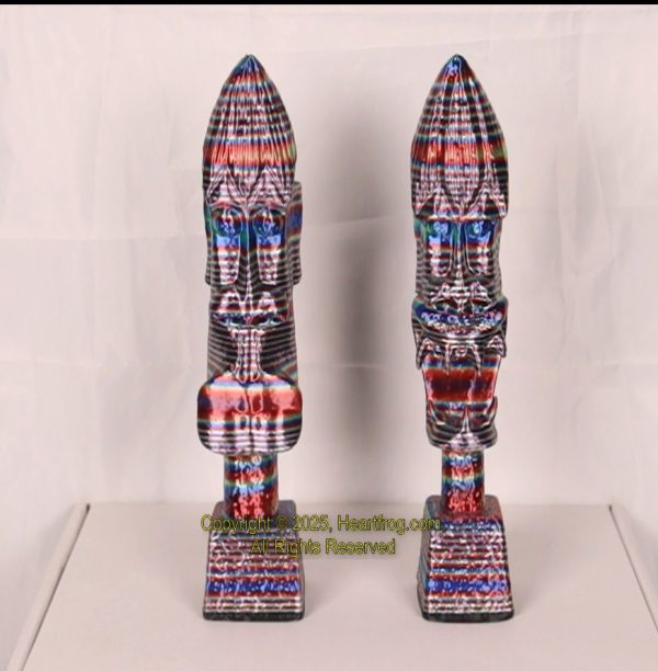 African/Kenyan Replica 1972 Statues (pair). Rainbow
