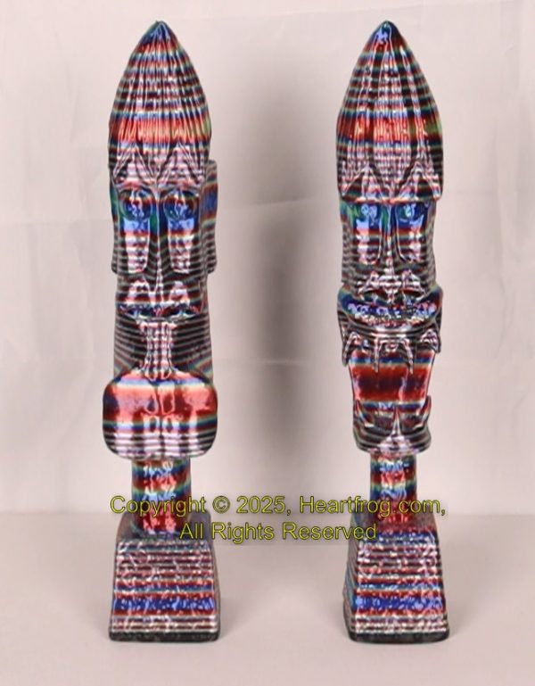 African/Kenyan Replica 1972 Statues (pair). Rainbow
