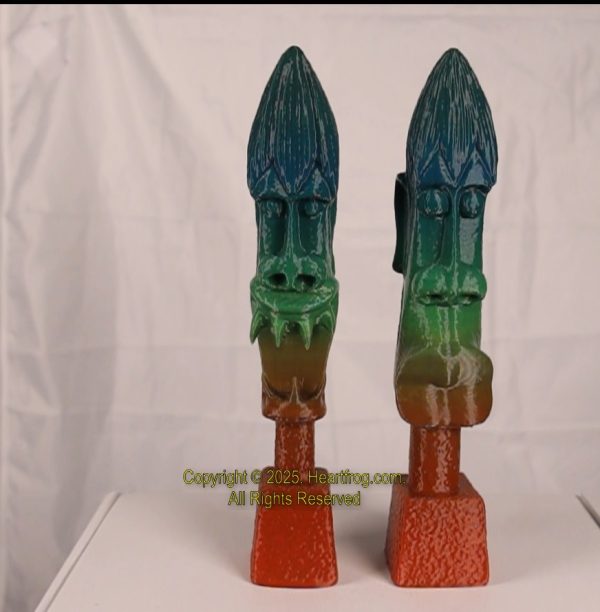African/Kenyan Replica 1972 Statues (pair), Rainbow