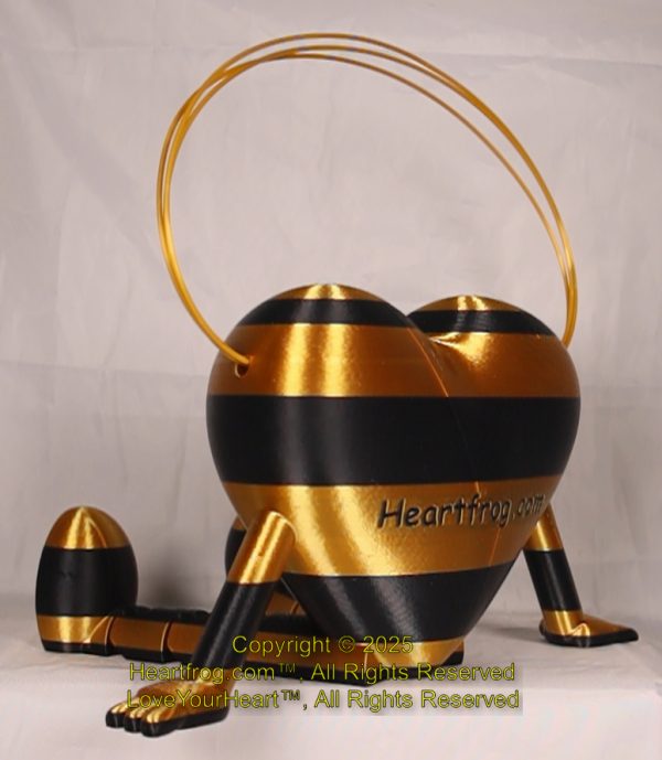 Gold & Black, pretty and shiny, Bling your HUGE Heartfrog, Jewelry, a hanging ornament and sit it on display when "not in use". Always a smile, Size: 235mm - Image 5