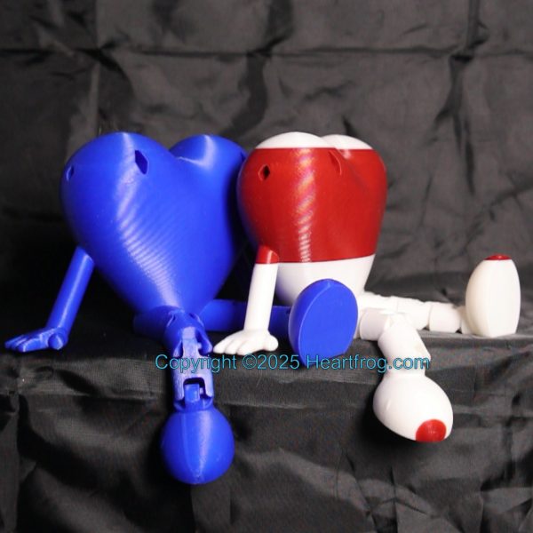 Red/White & Blue SUPER RARE Twins with see-through eyes and Incense Holder head. Can be hung as bling or ornament through the eyes and you can put in an Incense Stick. And of course can sit and look cute, always, Size: 150mm, DOB: 6/18 & 6/19/25 - Image 3