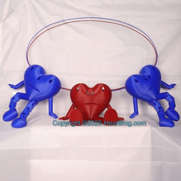 Blue Red SUPER RARE full face (front & back) smiling blinged-out Family Set (3), hanging ornament, or it on display. , Size: 150mm, DOB: 6/13 & 6/14/25 - Image 3