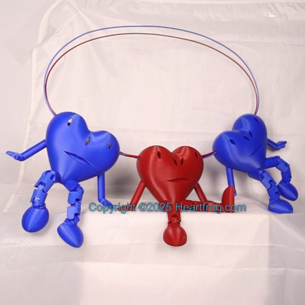 Blue Red SUPER RARE full face (front & back) smiling blinged-out Family Set (3), hanging ornament, or it on display. , Size: 150mm, DOB: 6/13 & 6/14/25 - Image 4