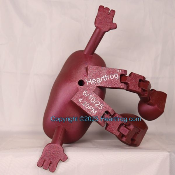 Maroon large Heartfrog with an incense holder hole. Always a smile., Size: 235mm, DOB: 6/10/25 - Image 3
