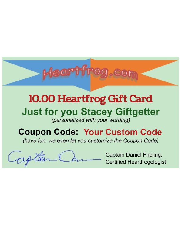 $10 Customized Gift Card – Email and PVC plastic printed card