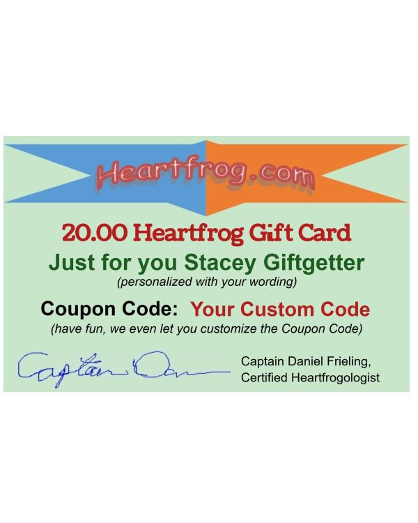 $20 Customized Gift Card - Email and PVC plastic printed card