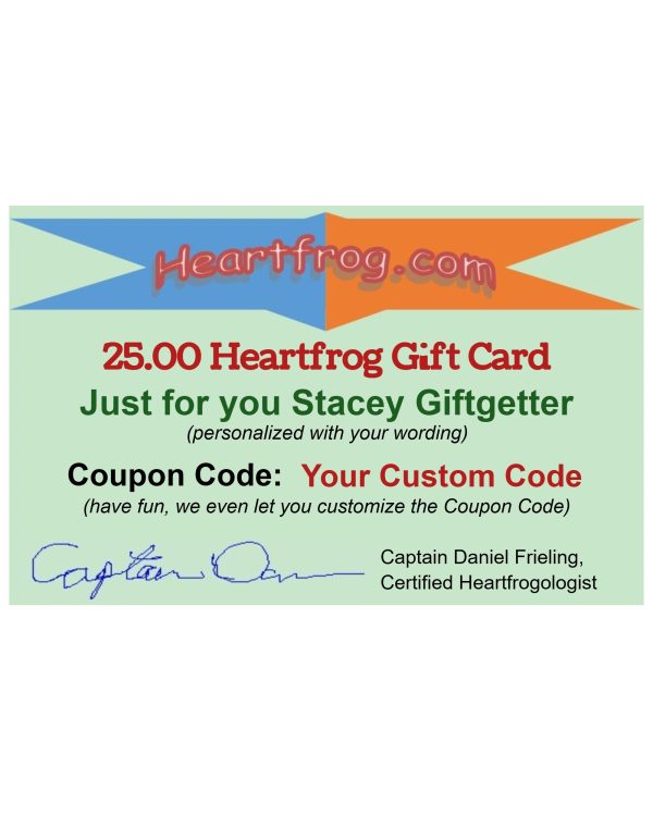 $25 Customized Gift Card - Email and PVC plastic printed card